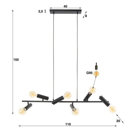 Hanglamp 6L point / Charcoal