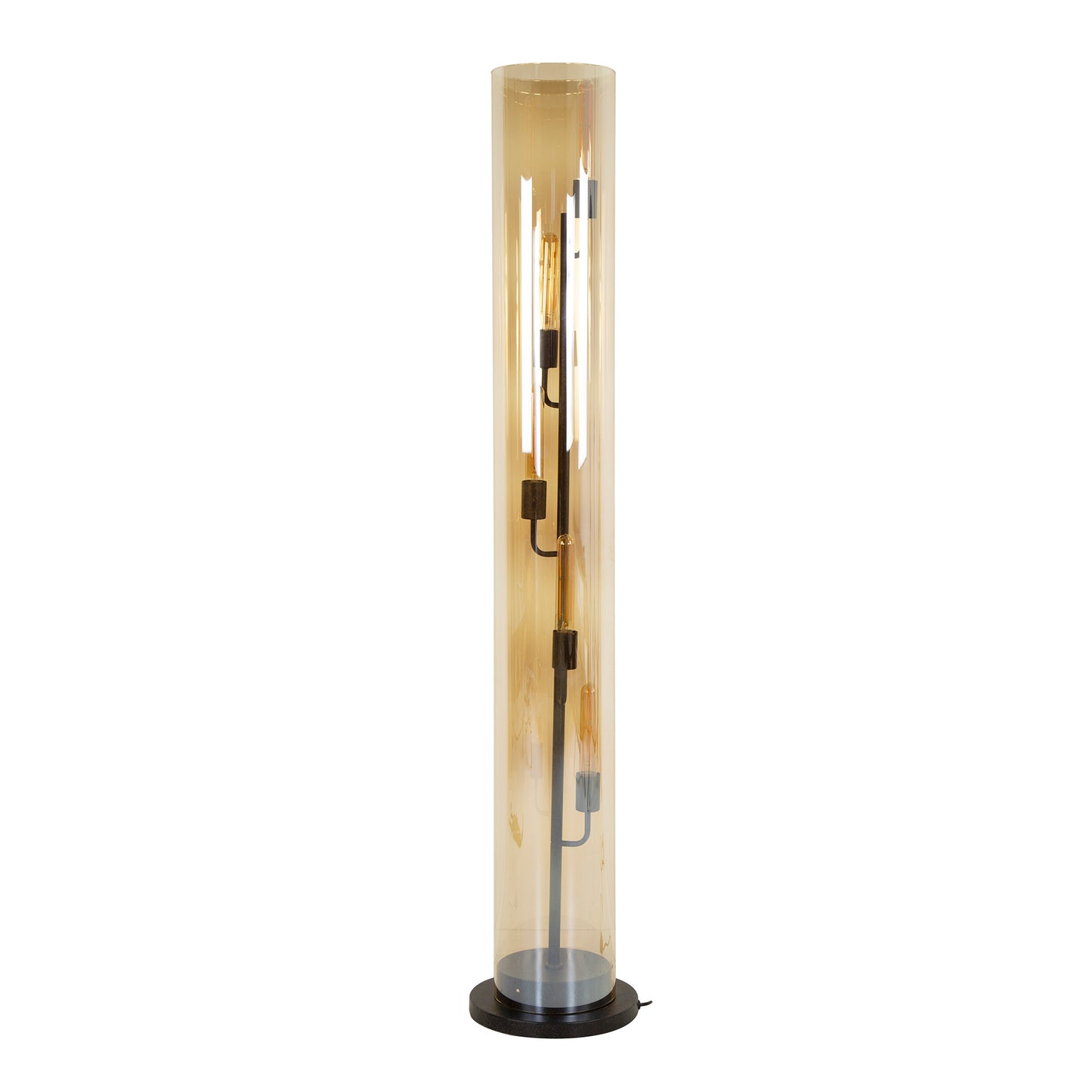 Vloerlamp 5L tube amber glas / Artic zwart