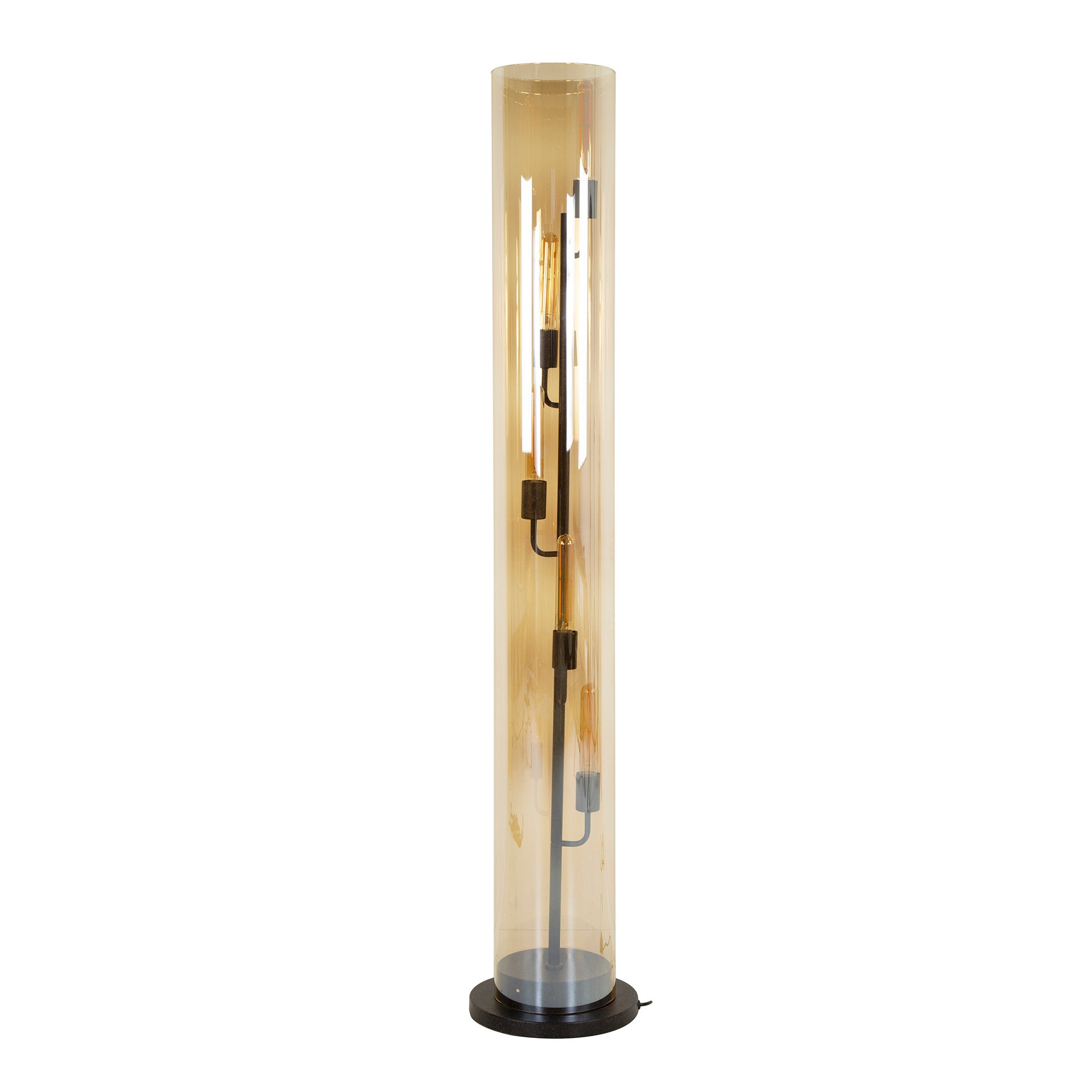Vloerlamp 5L tube amber glas / Artic zwart