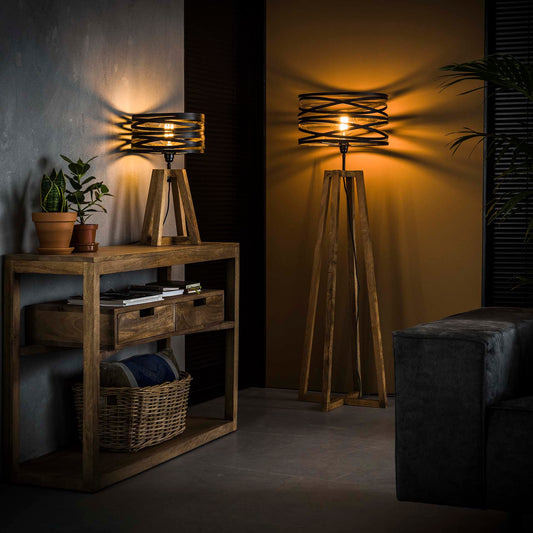 Tafellamp Twist Houten Kruisframe - 29x29x50 cm - Slate grey