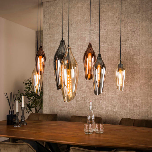 Hanglamp van 7 Lampen Cocoon Mix Glass - 120x40x150 cm - Zwart