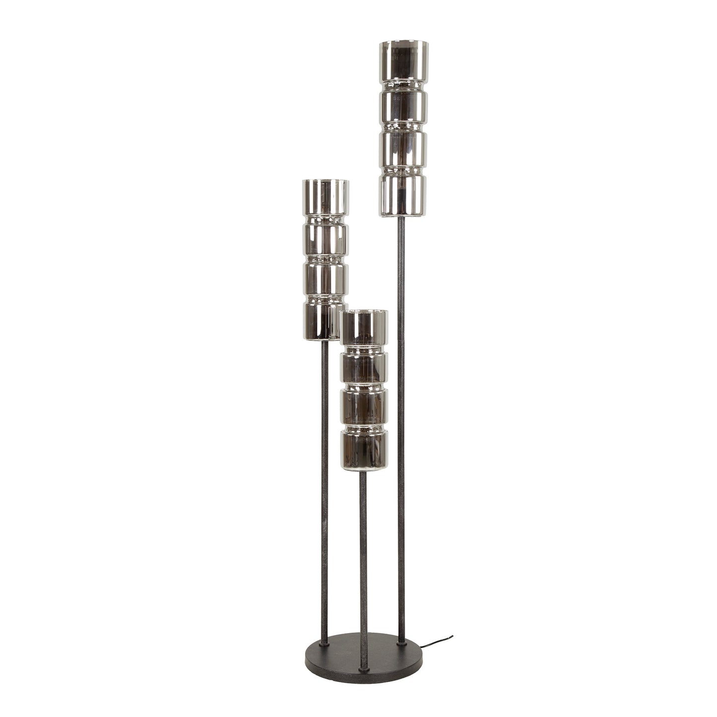 Vloerlamp 3L getrapt cylinder glas / Artic zwart