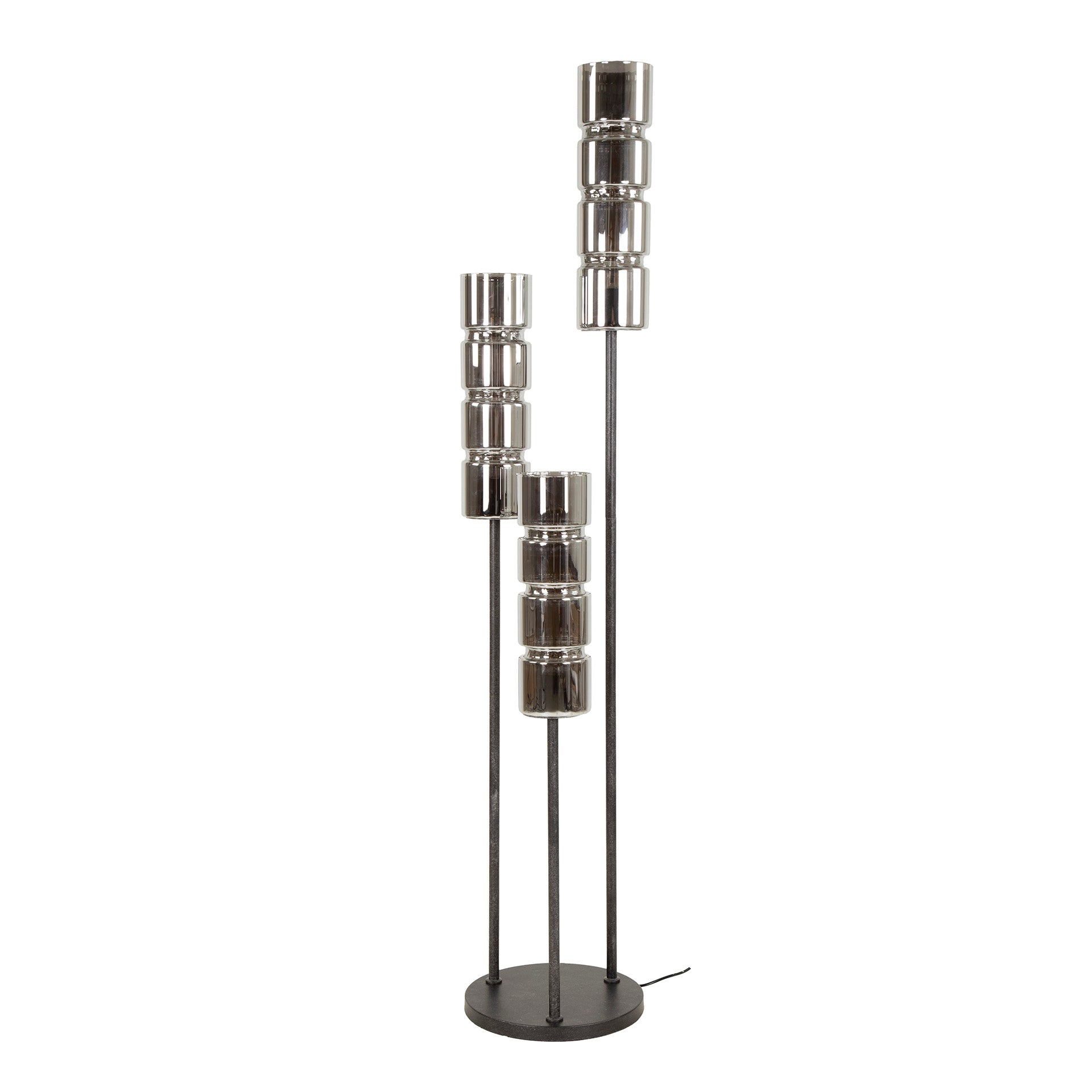 Vloerlamp 3L getrapt cylinder glas / Artic zwart