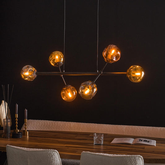 Hanglamp van 6 Lampen Molecule Mix Glass - 110x40x150 cm - Artic zwart