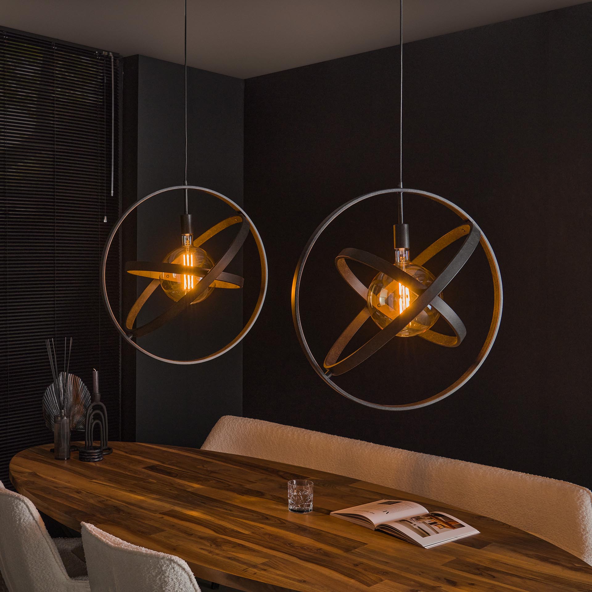Hanglamp van 2 Lampen Galaxy - 125x55x150 cm - Artic zwart