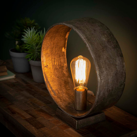 Tafellamp Loop / Antiek Nikkel - 30x11x32 cm