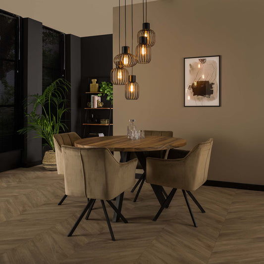 Hanglamp van 5 Lampen getrapt mix metal - 47x47x180 cm - Charcoal