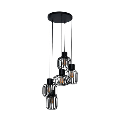 Hanglamp 5L getrapt mix metal / Charcoal