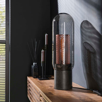 Tafellamp smoke glas-geperforeerd staal / Artic zwart