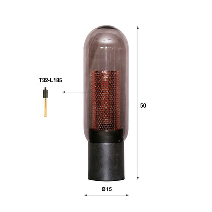 Tafellamp smoke glas-geperforeerd staal / Artic zwart
