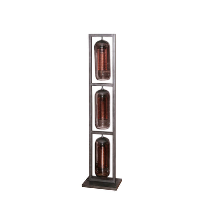 Vloerlamp 3L tower smoke glas-geperforeerd staal / Artic zwart