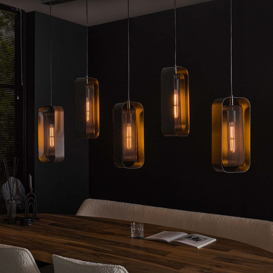 Hanglamp van 5 Lampen Mesh Rotate - 145x20x150 cm - Artic zwart