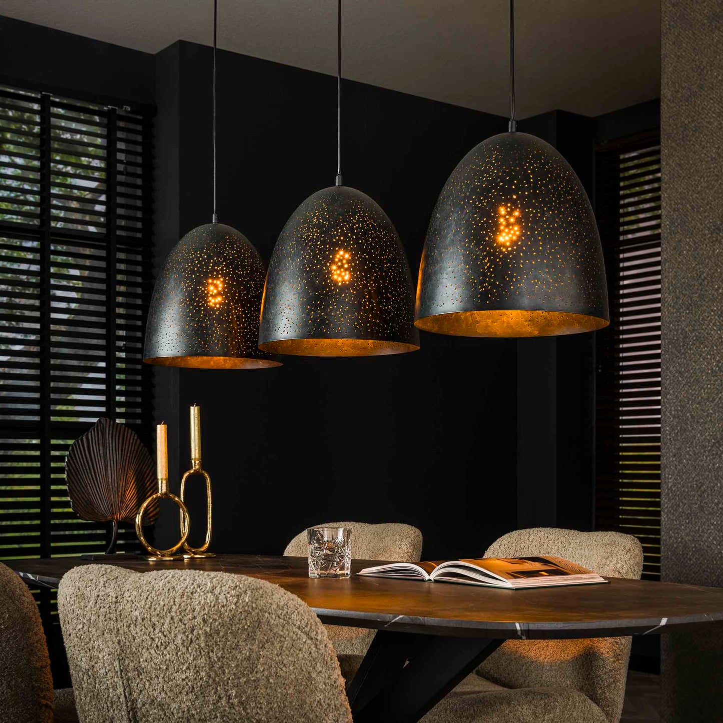 Hanglamp van 3 Lampen Kosmos - 125x30x150 cm - Charcoal