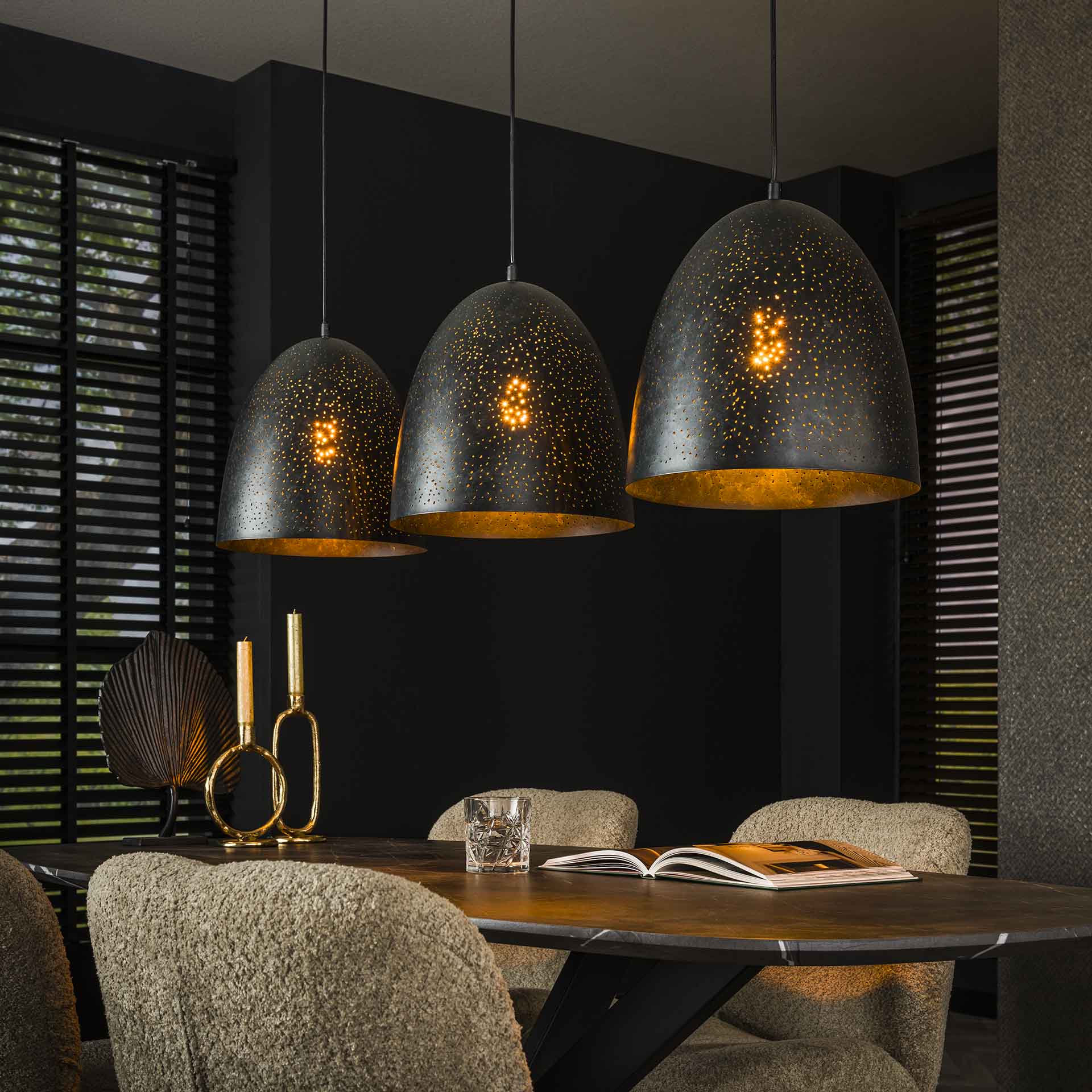 Hanglamp van 3 Lampen Kosmos - 125x30x150 cm - Charcoal