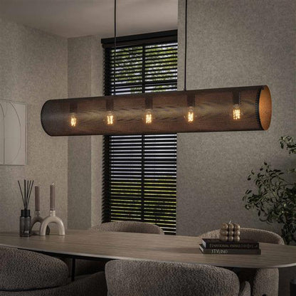 Hanglamp van 5 Lampen Koker Mesh - 120x20x150 cm - Artic zwart