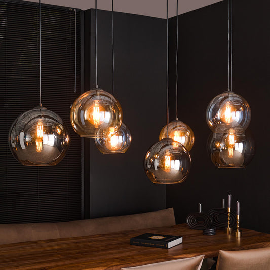 Hanglamp van 7 Lampen Multi Globe XL - 145x45x150 cm - Artic zwart