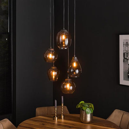 Hanglamp van 5 Lampen Getrapt Mix - 43x43x150 cm - Chromed glas