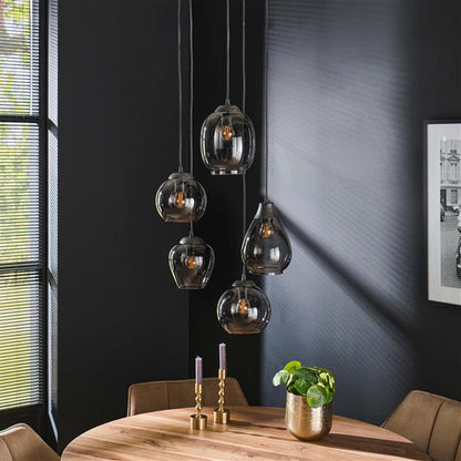 Hanglamp van 5 Lampen Getrapt Mix - 43x43x150 cm - Chromed glas