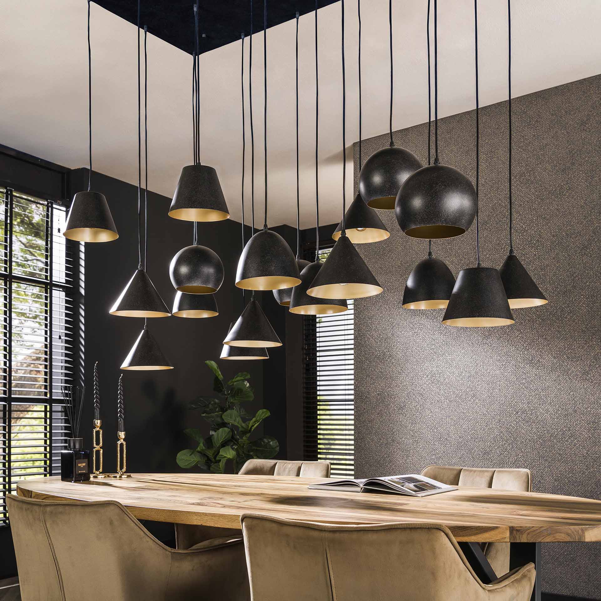 Hanglamp 18L XXL metalen kap / Artic zwart