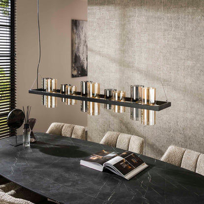 Hanglamp 10L cylinder mixed glass (G9) / Artic zwart