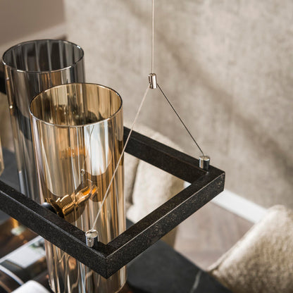 Hanglamp 10L cylinder mixed glass (G9) / Artic zwart