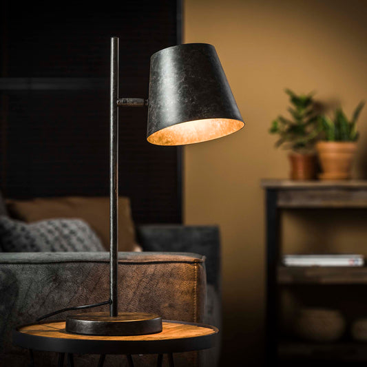 Tafellamp met 1 Lamp Verstelbare Metalen Kap - 36x18x55 cm - Charcoal