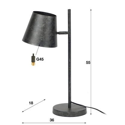 Tafellamp 1L verstelbare metalen kap / Charcoal
