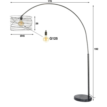 Booglamp Ø45 curl / Charcoal