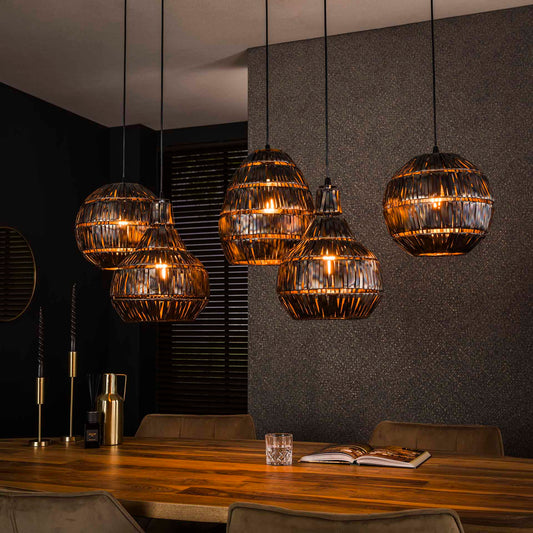 Hanglamp van 5 Lampen Strip Multi Shade - 130x30x150 cm - Zwart bruin