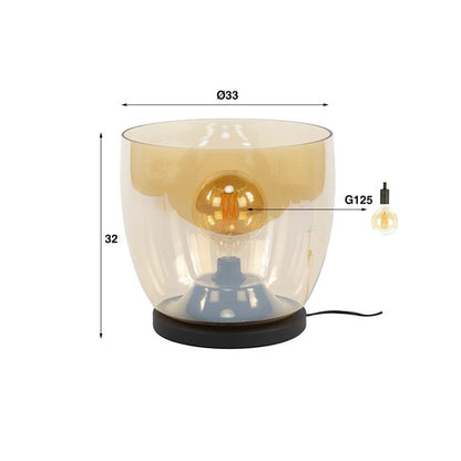 Vloerlamp UP XL - 33x33x32 cm - Amber Color Glas