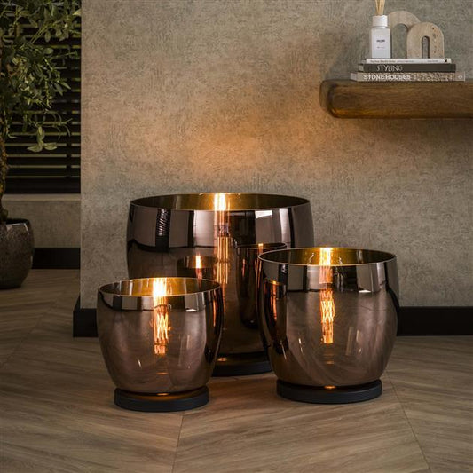 Vloerlamp UP XXL - 48x48x41 cm - Copper color glas