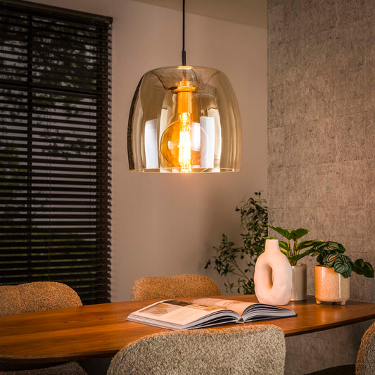 Hanglamp van 1 lamp Drift Glass - 35x35x150 cm - Koperkleurig glas