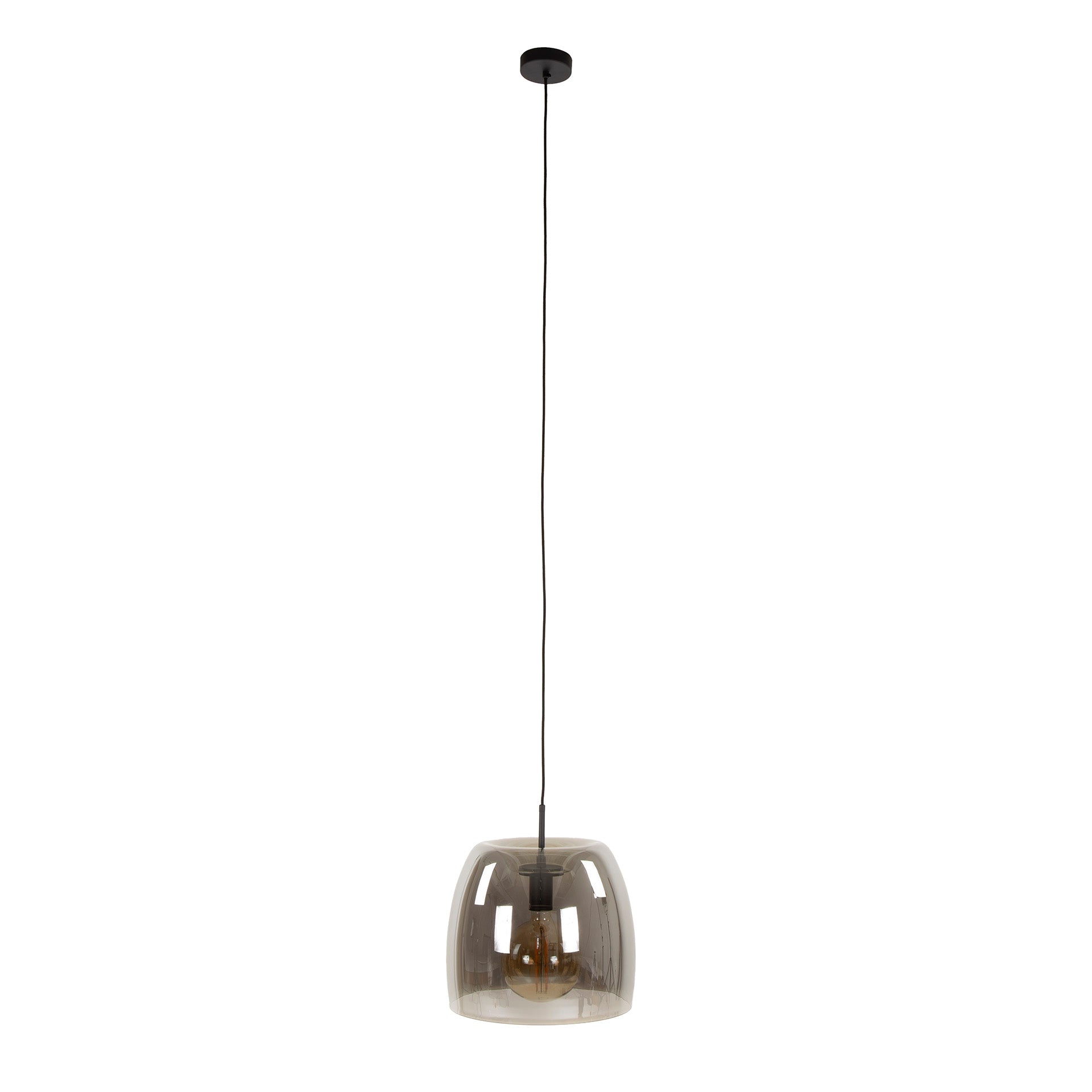 Hanglamp 1L drift glass / Smoke grey glas