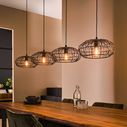 Hanglamp van 4 Lampen Connect XL - 170x34x150 cm - Zwart bruin