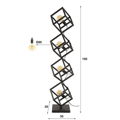 Vloerlamp 4L Kubus - 35x35x150 cm - Charcoal