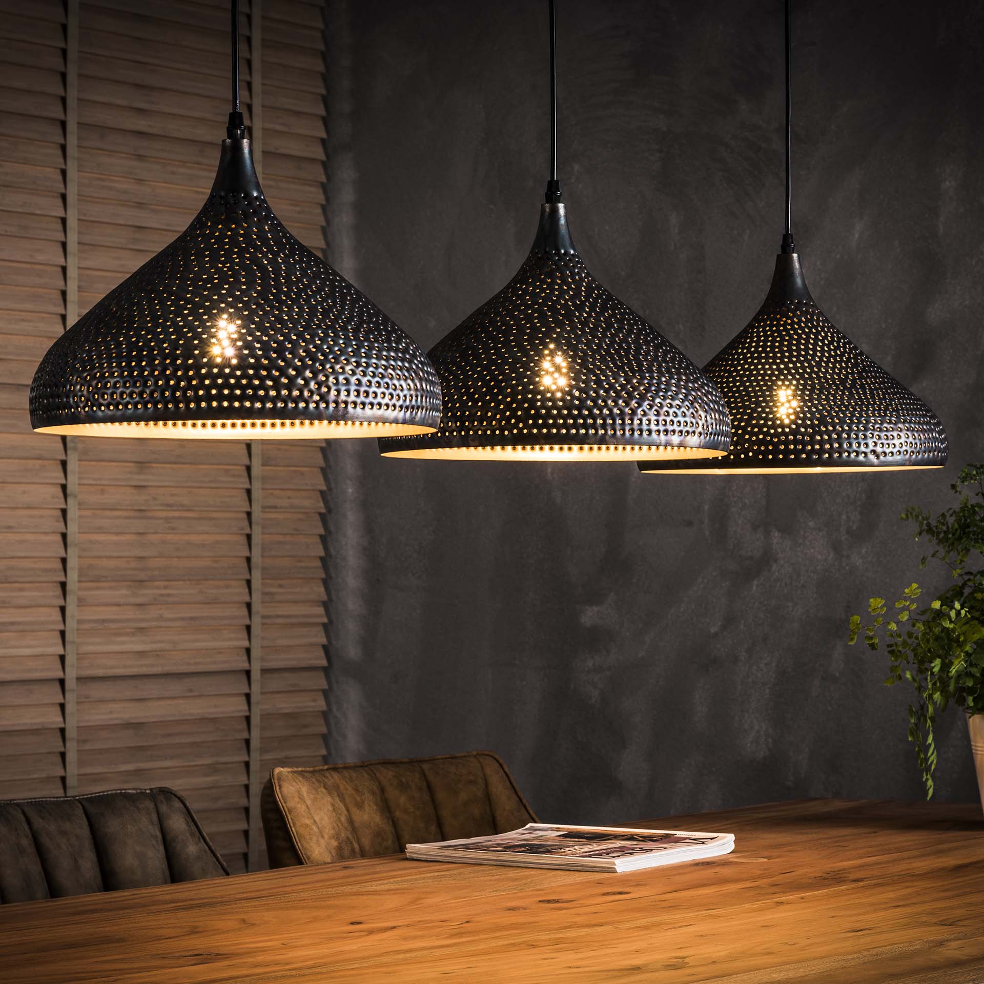 Hanglamp van 3 Lampen Ø32 Punch Trechter - 135x32x150 cm - Zwart bruin
