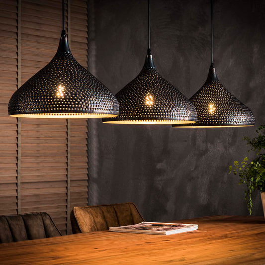 Hanglamp van 3 Lampen Ø32 Punch Trechter - 135x32x150 cm - Zwart bruin