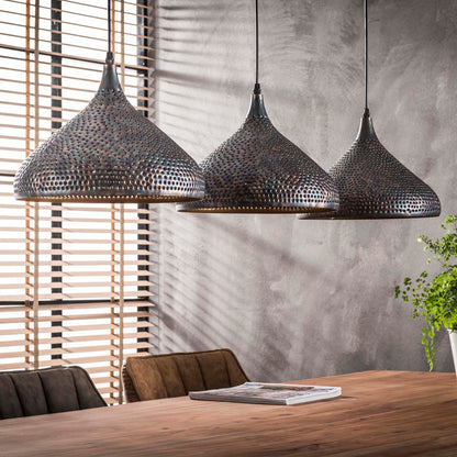 Hanglamp 3xØ32 punch trechter / Zwart bruin
