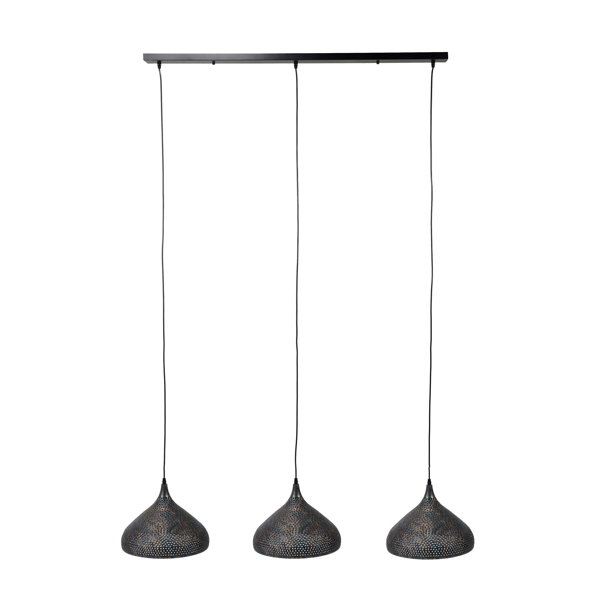 Hanglamp 3xØ32 punch trechter / Zwart bruin