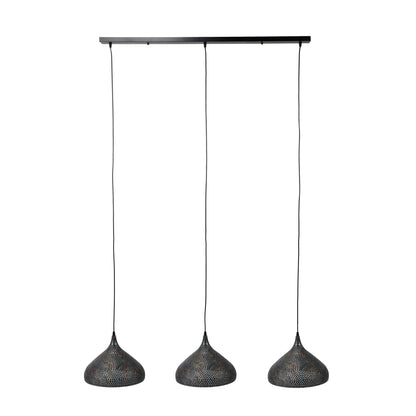 Hanglamp 3xØ32 punch trechter / Zwart bruin