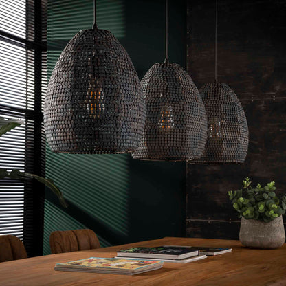 Hanglamp 3x Ø26 armor ovaal / Zwart bruin