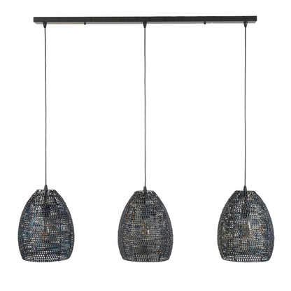 Hanglamp 3x Ø26 armor ovaal / Zwart bruin