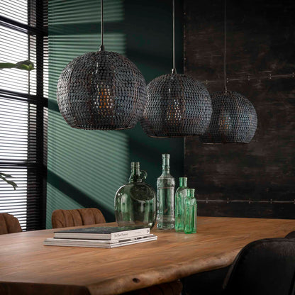 Hanglamp 3x Ø26 armor half rond / Zwart bruin