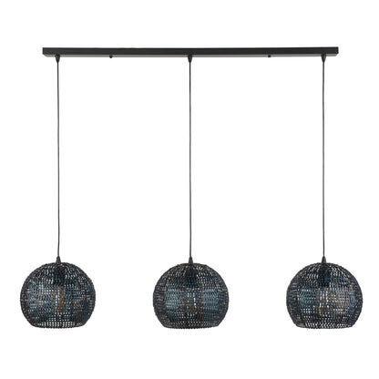 Hanglamp 3x Ø26 armor half rond / Zwart bruin