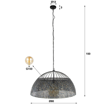 Hanglamp Ø80 armor / Zwart bruin