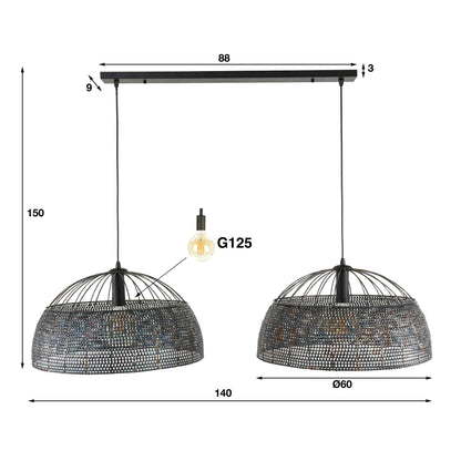 Hanglamp 2L armor Ø60 / Zwart bruin