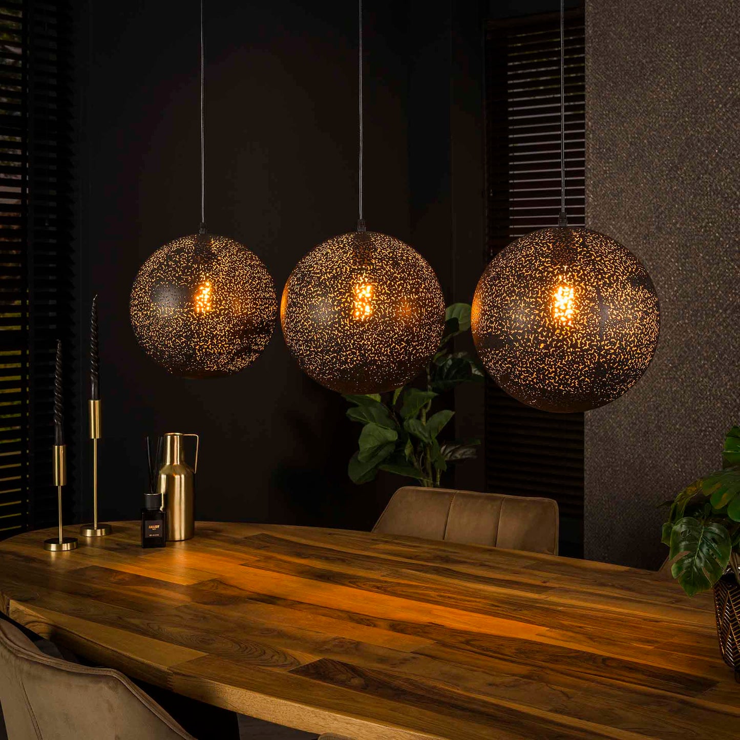 Hanglamp van 3 Lampen Zip - 115x30x150 cm - Artic zwart