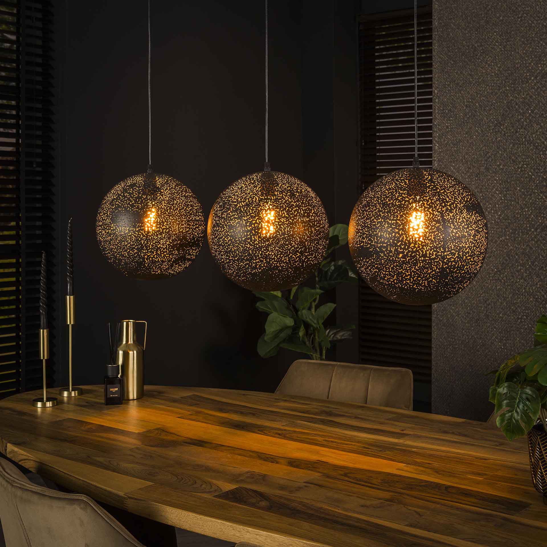 Hanglamp van 3 Lampen Zip - 115x30x150 cm - Artic zwart