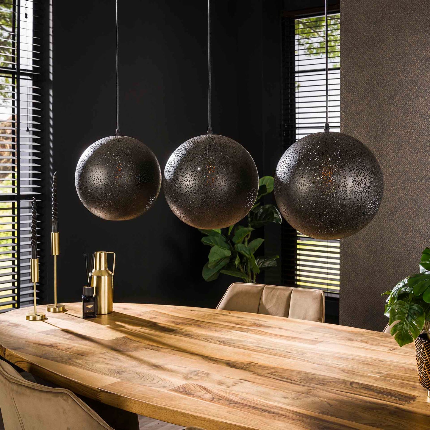 Hanglamp 3x Ø30 zip / Artic zwart