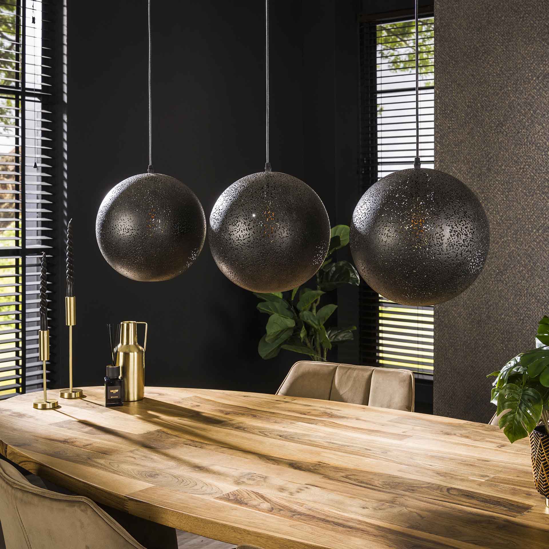 Hanglamp 3x Ø30 zip / Artic zwart